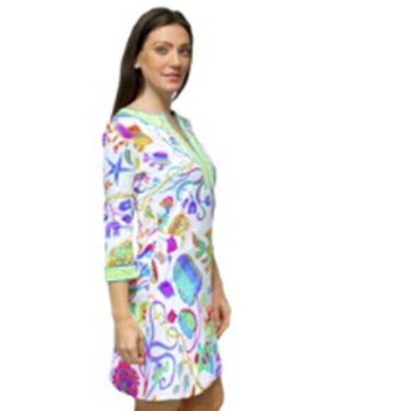 Gretchen Scott Open Sea Split Neck Jersey Swing Dress - Picture 8 of 8